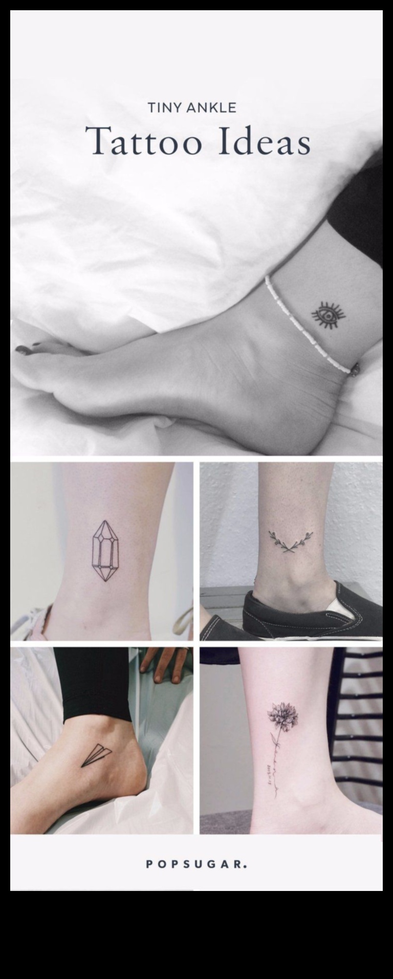 Tiny Tattoos, Grand Stories Ankles UnveiledΜια συλλογή ιστοριών για το νόημα πίσω από τα μικρά τατουάζ στους αστραγάλους. 4 Tiny Tattoos, Grand Stories: Ankles Unveiled